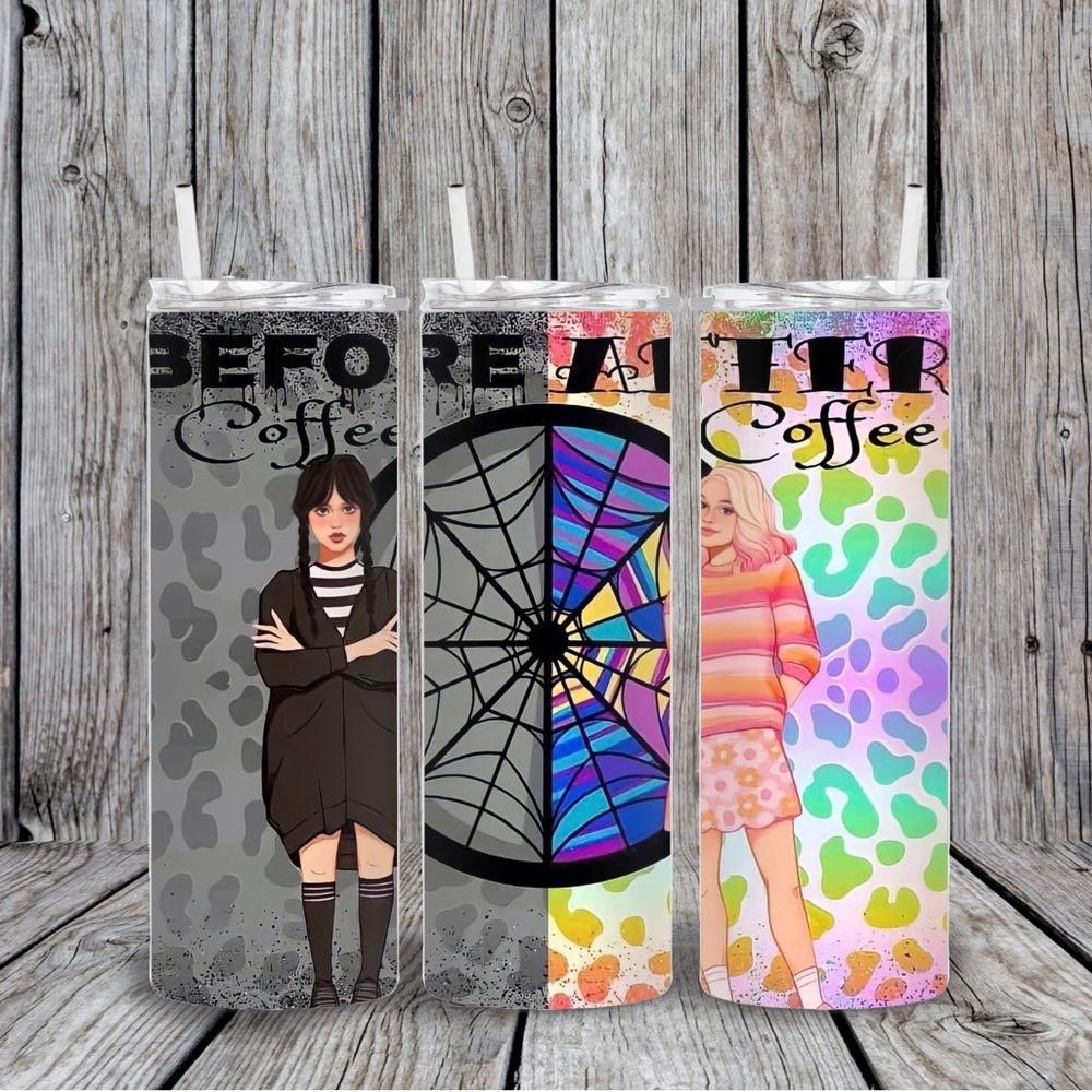 Wednesday before/after coffee tumbler